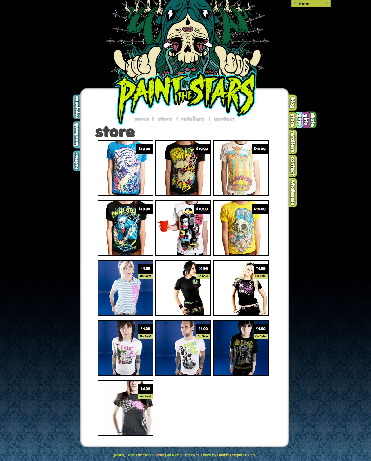 Paint the Stars bigcartel e-commerce design